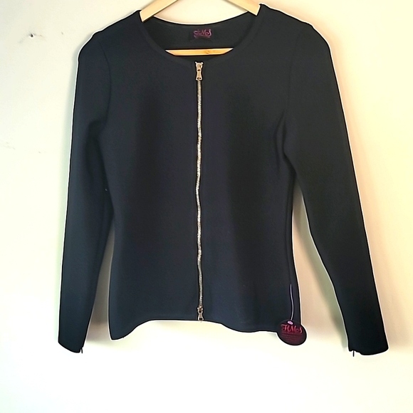 Hot Miami Style Top Exposed Front Zip SZ M - Picture 1 of 8